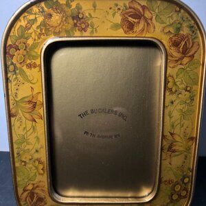 Vintage MCM Bucklers Gold Metal Enamel Floral Picture Frame